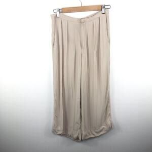 Reformation Tan Pleated‎ Wide Leg Pants Womens Size S Quiet Luxury Minimal